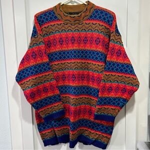 Vintage Unique Paul Harris Beaded Tunic Sweater Ramie Cotton Geometric Large